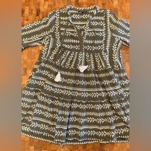 DECJUBA Olive and White Patterned Dress- Women’s Size Large 12